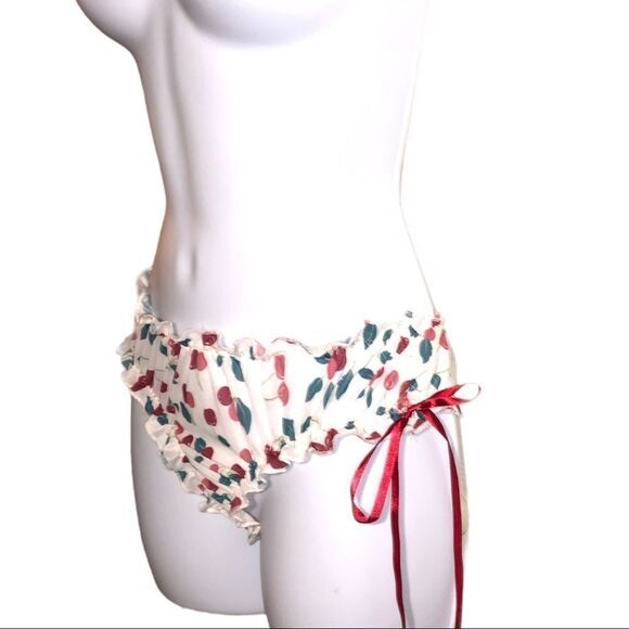 Cute white panties with cherry design and side tie - Picture 2 of 7